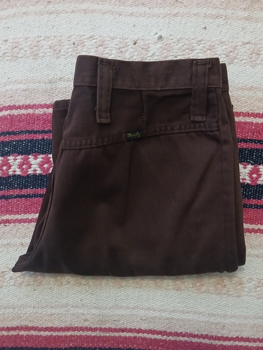 Vtg 60s 70s Wrangler Flare Bell Bottoms Pants Brown Denim Jeans 15/16" Usa